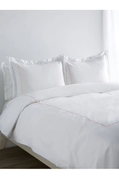Melange Home Percale Stripe Marrow 2-piece Duvet Set In Rose/white