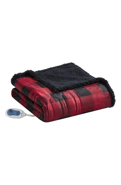 Jla Home Woolrich Linden Oversized Soft Faux Fur-to-berber Heated Throw In Red