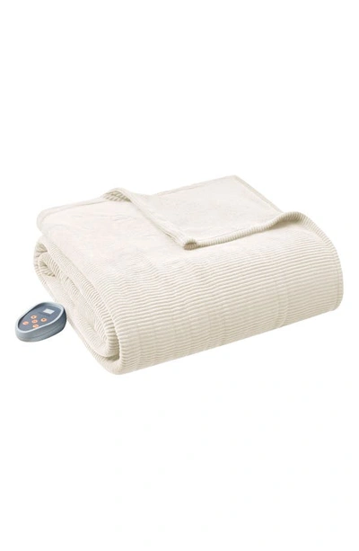 Beautyrest Electric Micro Fleece Heated Blanket In Ivory