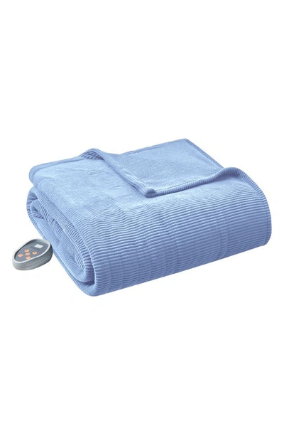 Beautyrest Electric Micro Fleece Heated Blanket In Blue