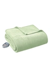 Beautyrest Electric Micro Fleece Heated Blanket In Green