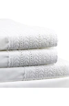 Melange Elizabeth Tonal Lace 4-piece Sheet Set In White/ White