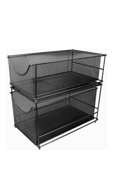 Sorbus Mesh Steel Cabinet Organizer Set With 2 Pull In Black