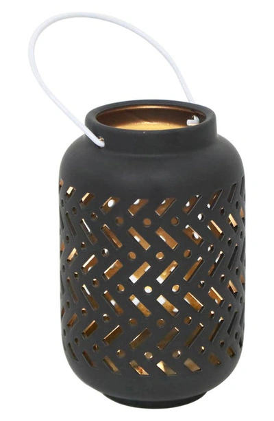 Flora Bunda 7.5" Ceramic Led Lantern In Matte Black