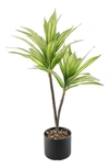 Flora Bunda Black Ceramic Pot 36" Faux Palm Plant In Black/green