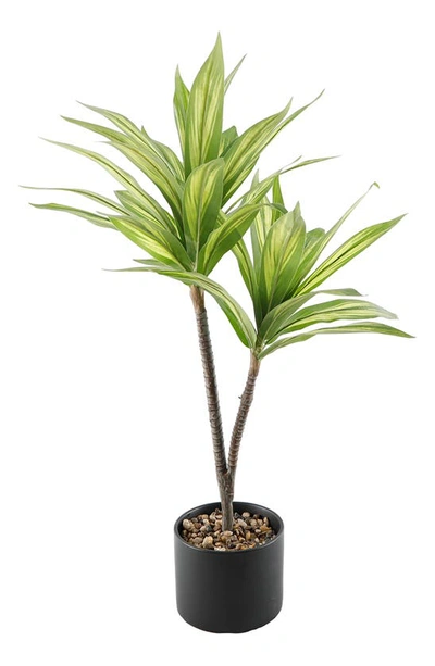 Flora Bunda Black Ceramic Pot 36" Faux Palm Plant In Black/green