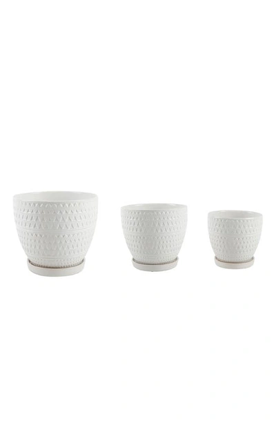 Flora Bunda Set Of 3 Pharaoh Ceramic Planter Pots In White