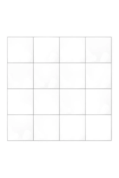 Walplus Spanish Retro White Square Glossy 3d Tile Stickers 16-piece Set