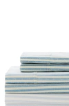Melange Stripe Print 3-piece Sheet Set In Navy