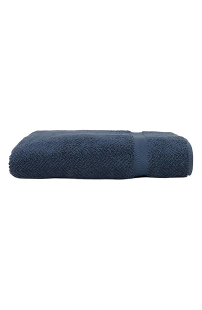 Linum Home Textiles Herringbone Turkish Cotton Bath Towel In Midnight Blue