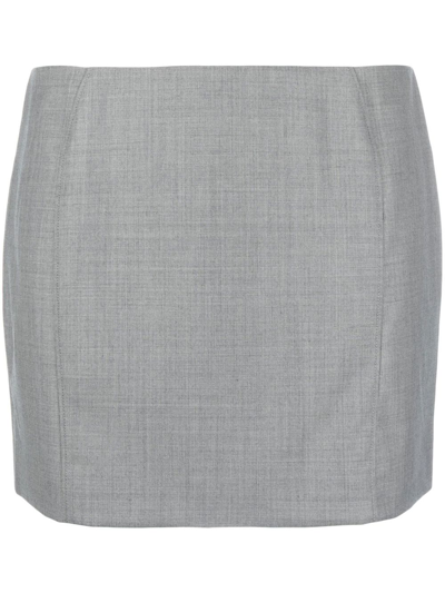 St. Agni Curve Seam Wool Mini Skirt In Grey