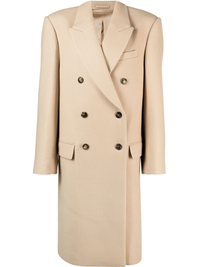 Wardrobe.nyc Beige Hailey Bieber Edition Double-breasted Coat In Biscuit