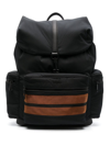 Zegna Black Stripe-trim Backpack In Black