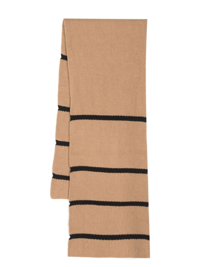 Johnstons Of Elgin Stripe-print Knit Scarf In Neutrals