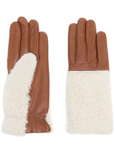 Agnelle Leather Shearling Gloves In White