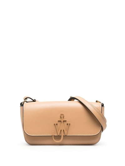 Jw Anderson Beige Leather Anchor Crossbody Bag In Brown