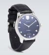 GUCCI G-TIMELESS LEATHER AND STAINLESS STEEL WATCH