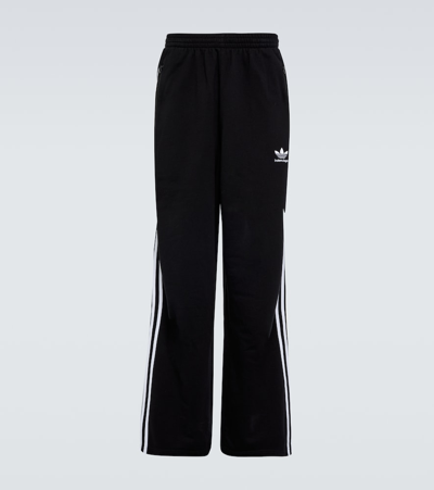 Balenciaga X Adidas Side-stripe Cropped Track Pants In Black White