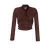 Alexander Wang Ruched Draped Top In Hosiery Jersey In Brown