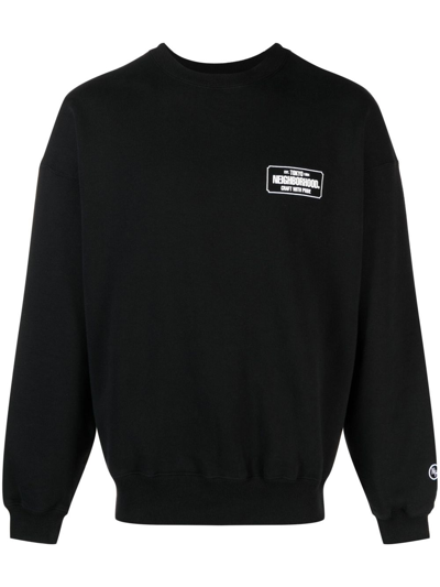 Neighborhood Black Logo Print Cotton Sweatshirt In Grey