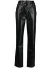 AGOLDE BLACK CRISS-CROSS STRAIGHT LEATHER TROUSERS,A9082128519061455