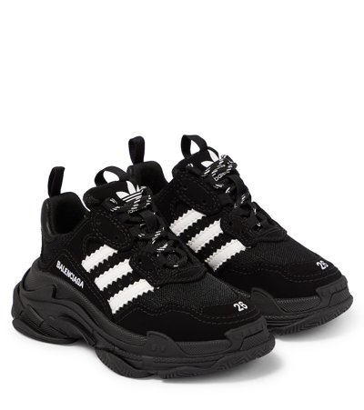 Balenciaga Kids' X Adidas Triple S Chunky Sneakers In Black,white