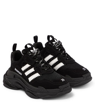 Balenciaga Kids' X Adidas Triple S Chunky Trainers In Black White