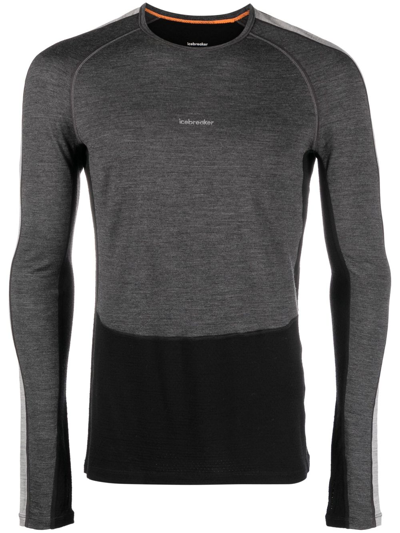 Icebreaker Black Zoneknit 200 Wool Insulated Top In Grey