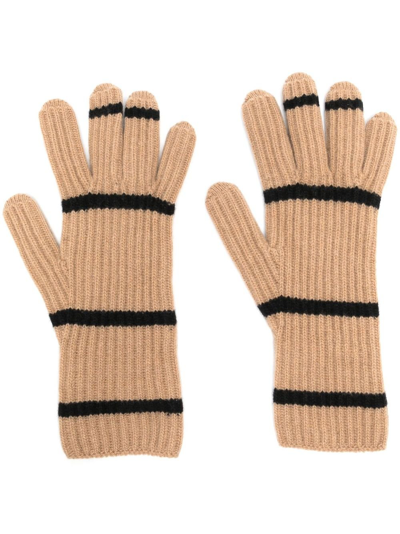 Johnstons Of Elgin Neutral Ribbed-knit Wool Gloves In Neutrals