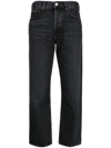 AGOLDE BLACK WYMAN LOW-SLUNG RELAXED STRAIGHT JEANS,A9072134619077962