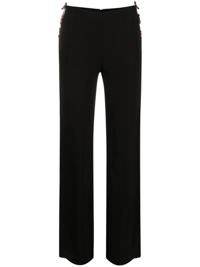 St. Agni Ring-detail Straight-leg Trousers In Black