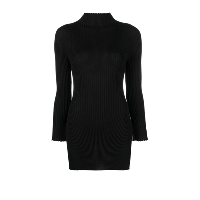 Wolford Wool Ribbed Knit Long Sleeve Top In Black