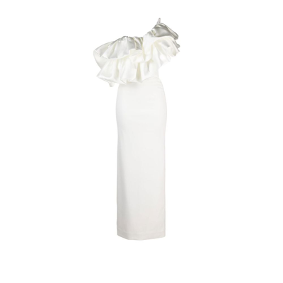 Solace London Ellis One-shoulder Satin-crepe Maxi Dress In White
