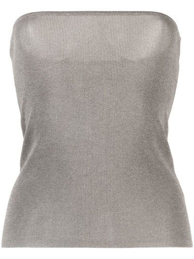 St. Agni Women's 90s Strapless Sheer-knit Top In Grey