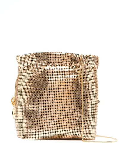 Rosantica Selene Chainmail Satin Pouch In Gold