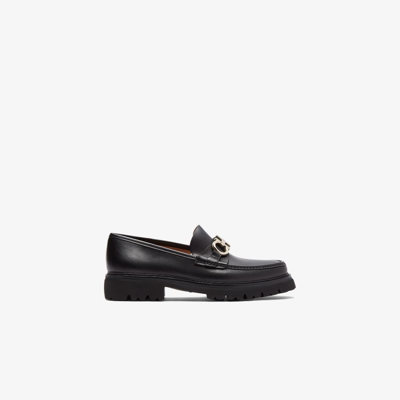 Ferragamo Black Bleecker Gancini Leather Loafers