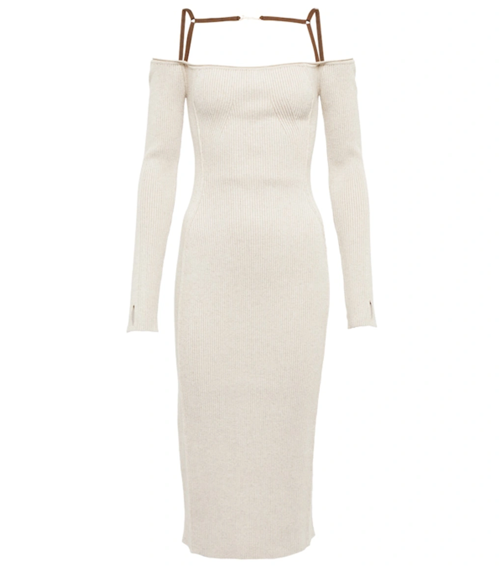 Jacquemus La Robe Sierra Viscose Blend Midi Dress In Light Brown | ModeSens
