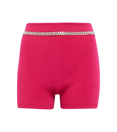 Rabanne Embellished High-rise Shorts In Pink