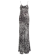 Rodarte Black And White Zebra Printed Silk Jacquard Bias Gown Length Slip With Silk Flower Detail In Black