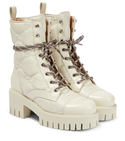 Gucci Gg Quilted Ankle Boots In Beige