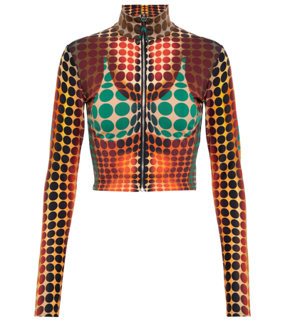 Jean Paul Gaultier Brown Dots Track Jacket In Orange  Blue  & Brown