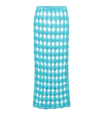 Anna Kosturova Rosette Crochet Cotton Maxi Skirt In Turquoise