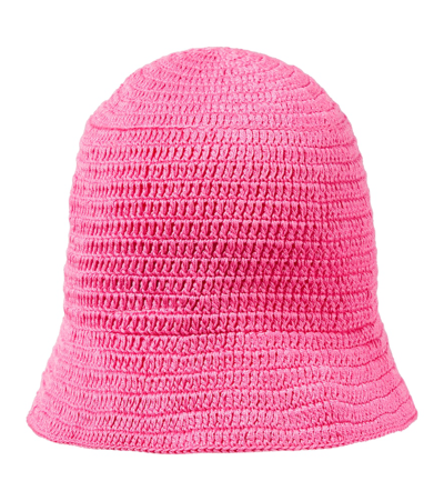 Anna Kosturova Crochet Cotton Bucket Hat In Pink