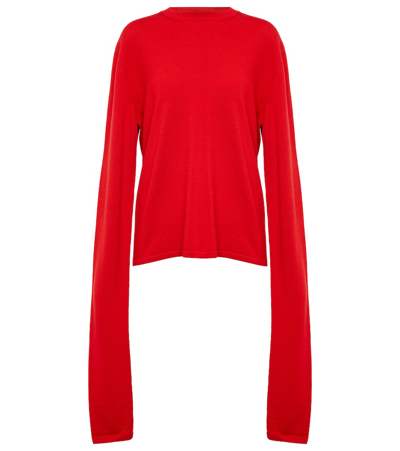 The Row Chady Wool Elongated-sleeve Sweater In Crimson