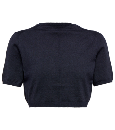 The Row Vic Wool-silk Cropped Top In Blue