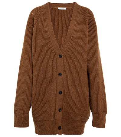 The Row Novara Wool And Cashmere Cardigan In Brown