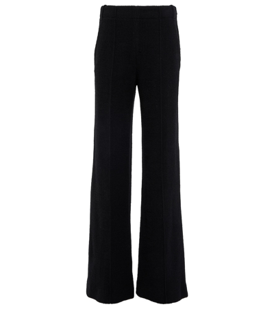 Chloé High-rise Flared Virgin Wool Trousers In Black