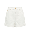 Balmain High-rise Denim Shorts In Blanc