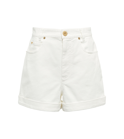 Balmain High-rise Denim Shorts In White