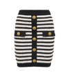 Balmain Button-embellished Metallic Striped Knitted Mini Skirt In Multi